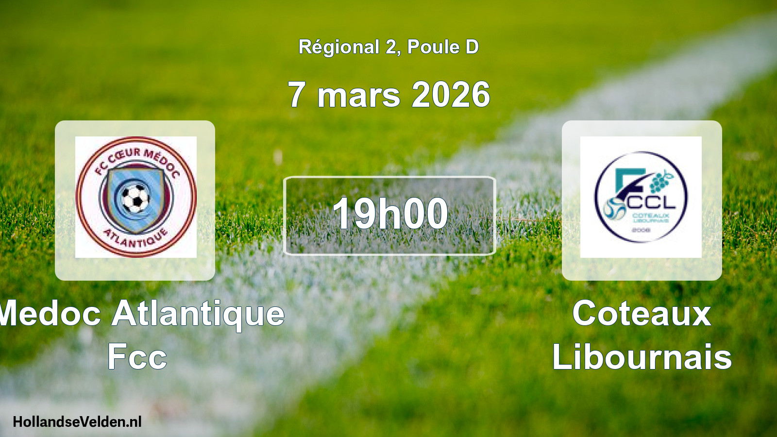 Match programmé: Medoc Atlantique Fcc - Coteaux Libournais (7 mars 2026)