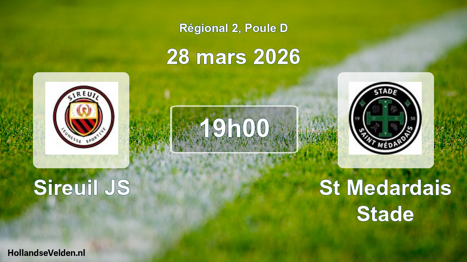 Match programmé: Sireuil JS - St Medardais Stade (28 mars 2026)