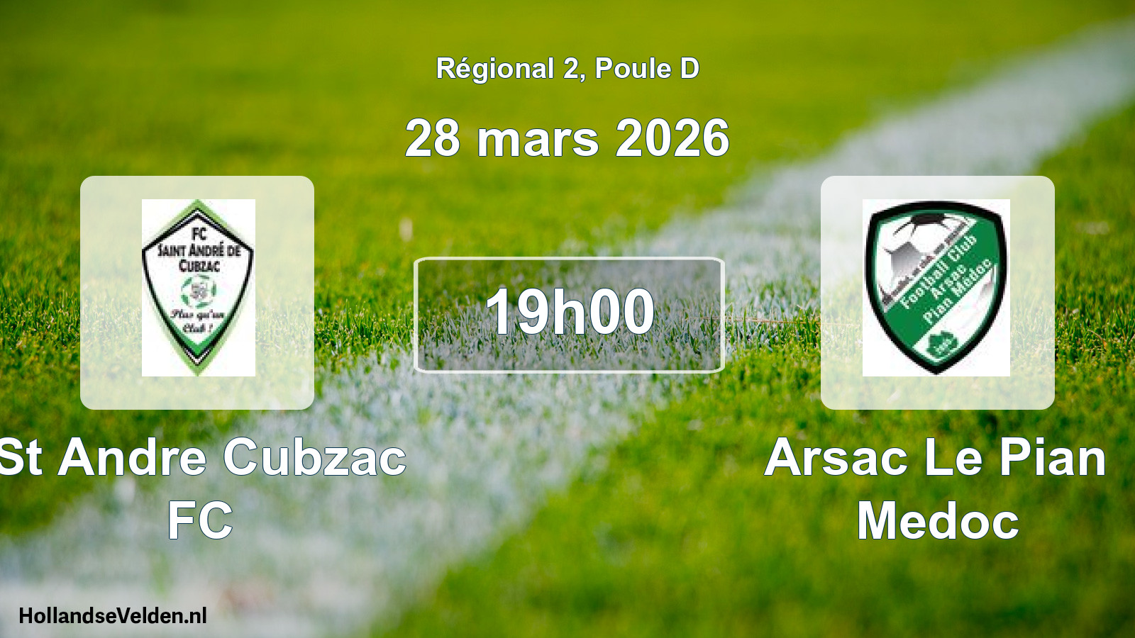 Geplande wedstrijd: St Andre Cubzac FC - Arsac Le Pian Medoc (28 maart 2026)