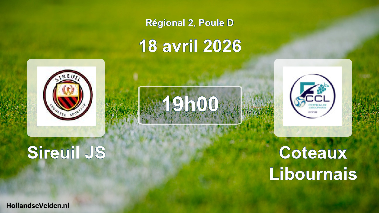 Match programmé: Sireuil JS - Coteaux Libournais (18 avril 2026)
