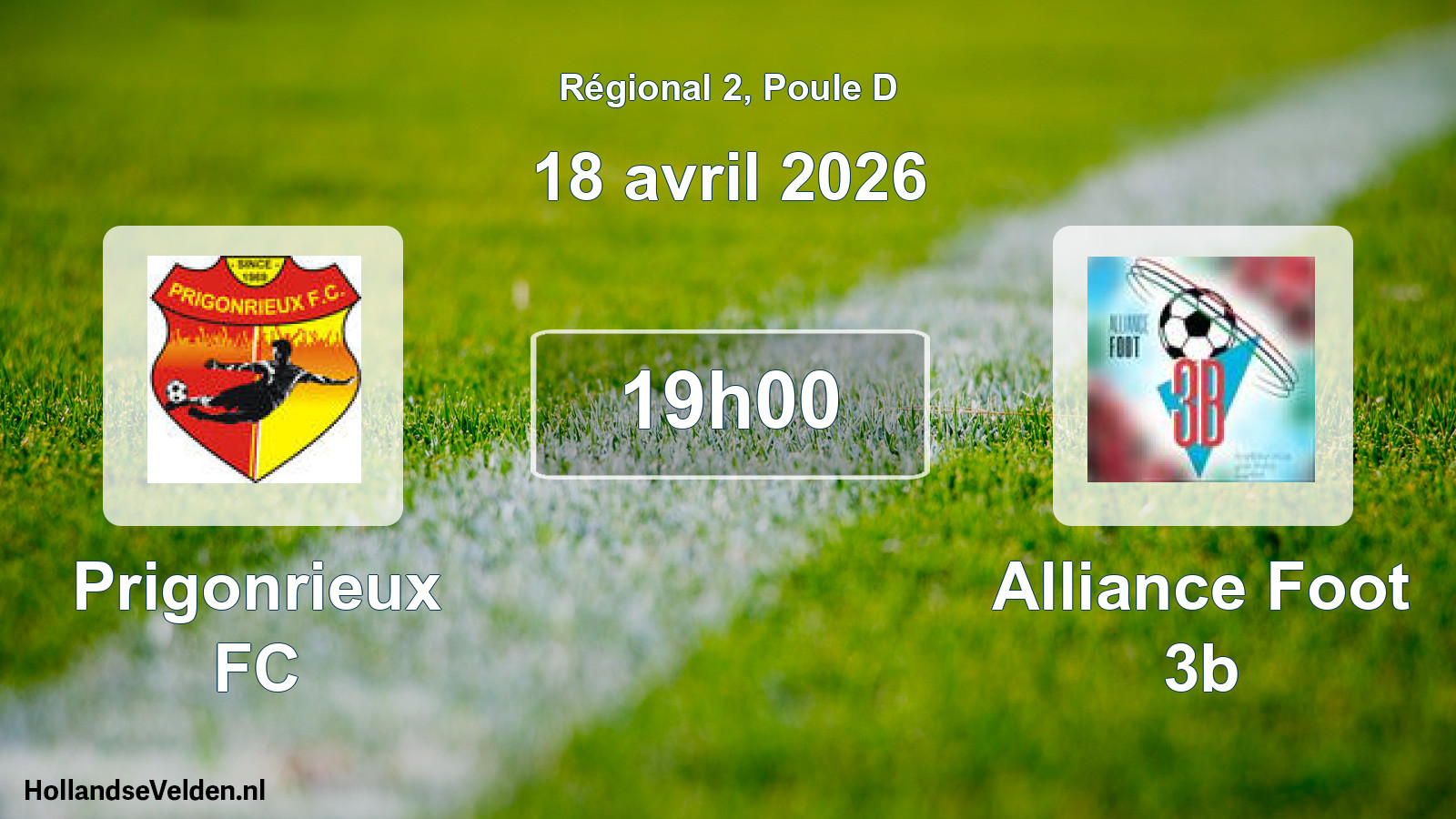 Match programmé: Prigonrieux FC - Alliance Foot 3b (18 avril 2026)