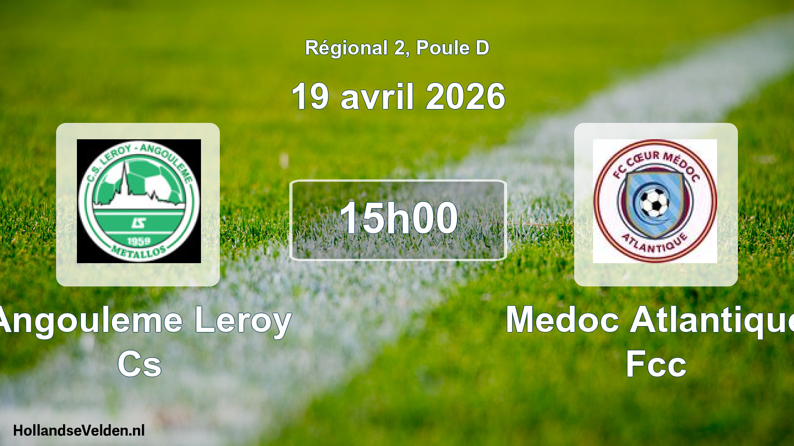 Match programmé: Angouleme Leroy Cs - Medoc Atlantique Fcc (19 avril 2026)