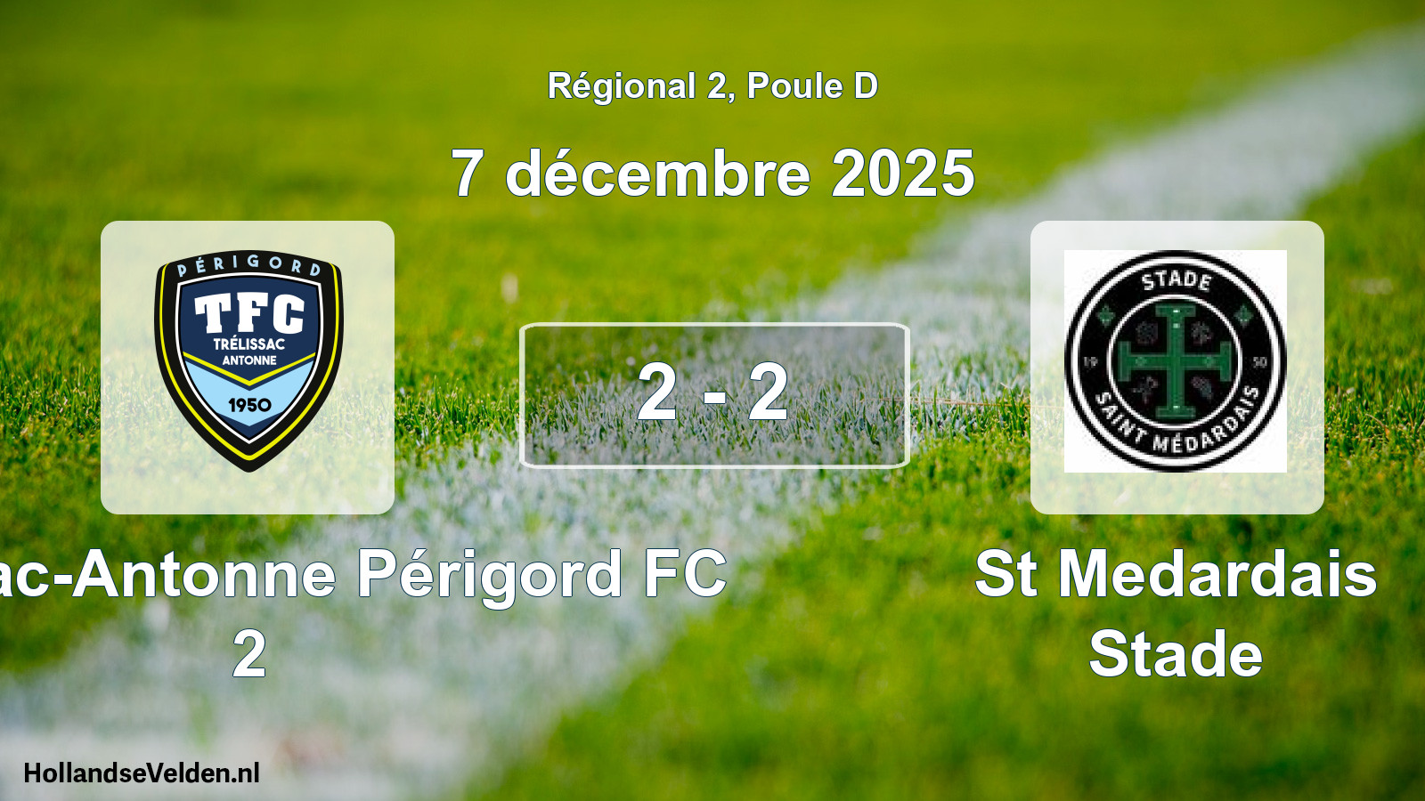 Match joué: Trélissac-Antonne Périgord FC 2 - St Medardais Stade 2 - 2 (7 décembre 2025)