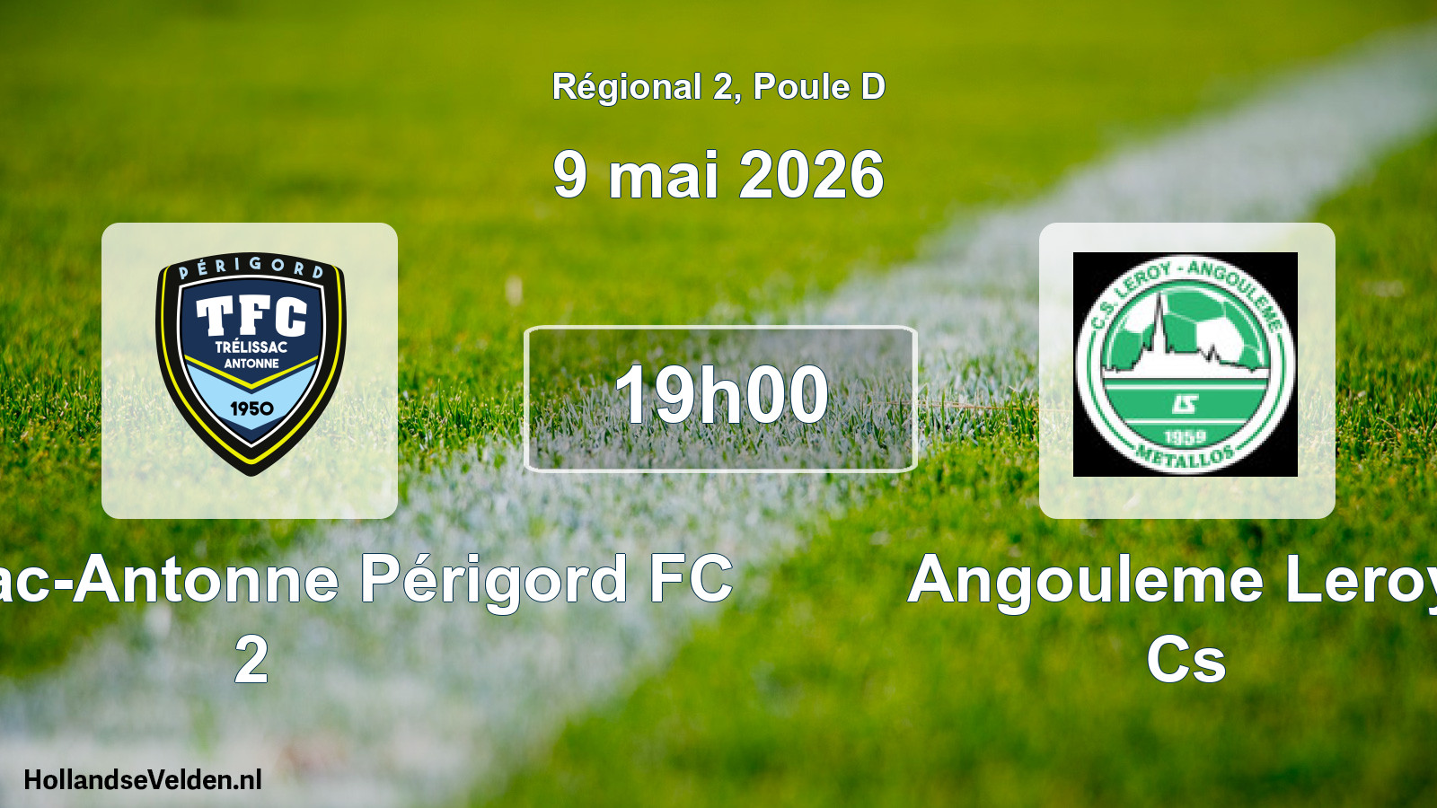 Match programmé: Trélissac-Antonne Périgord FC 2 - Angouleme Leroy Cs (9 mai 2026)