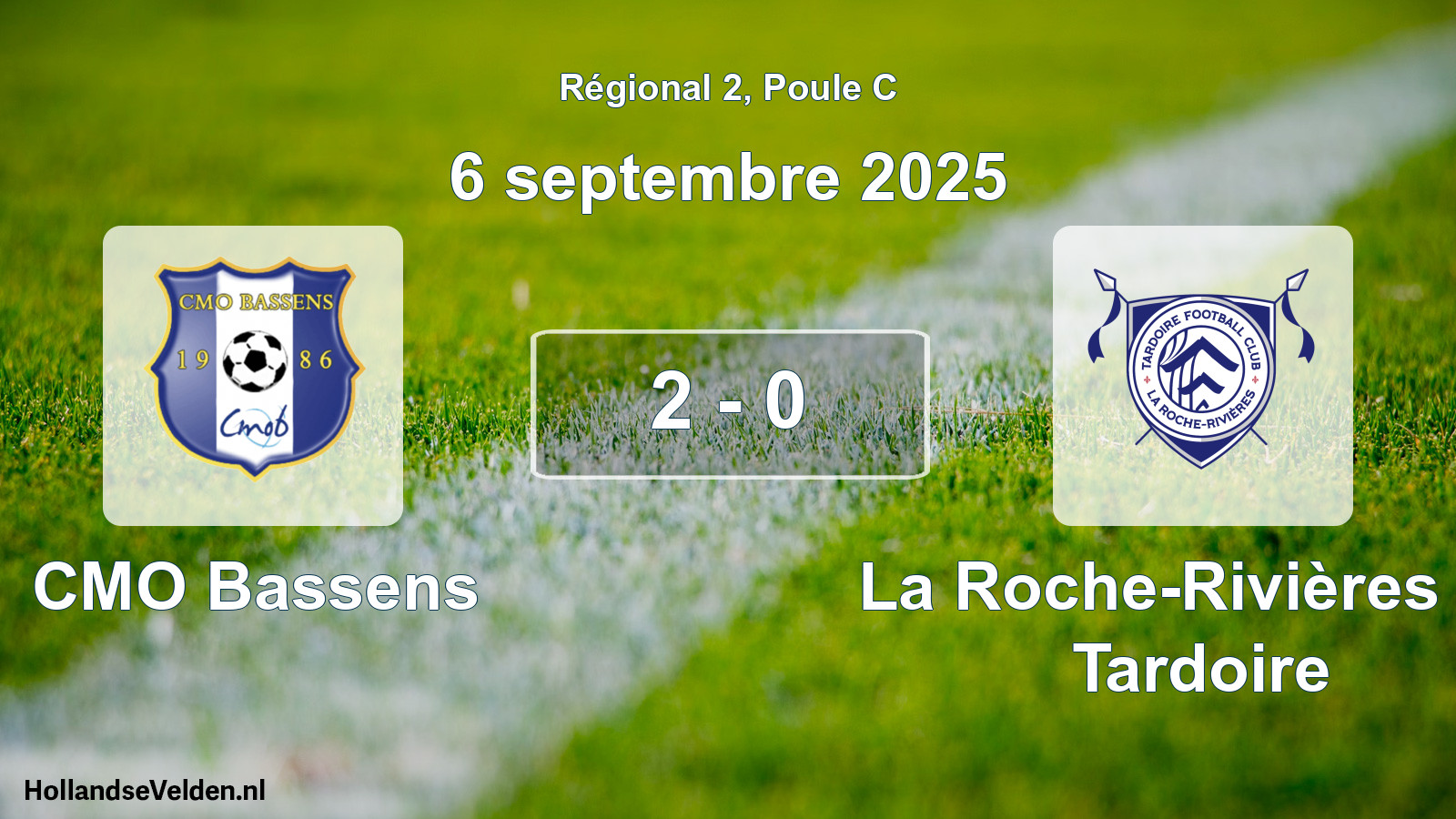 Match joué: CMO Bassens - La Roche-Rivières FC Tardoire 2 - 0 (6 septembre 2025)