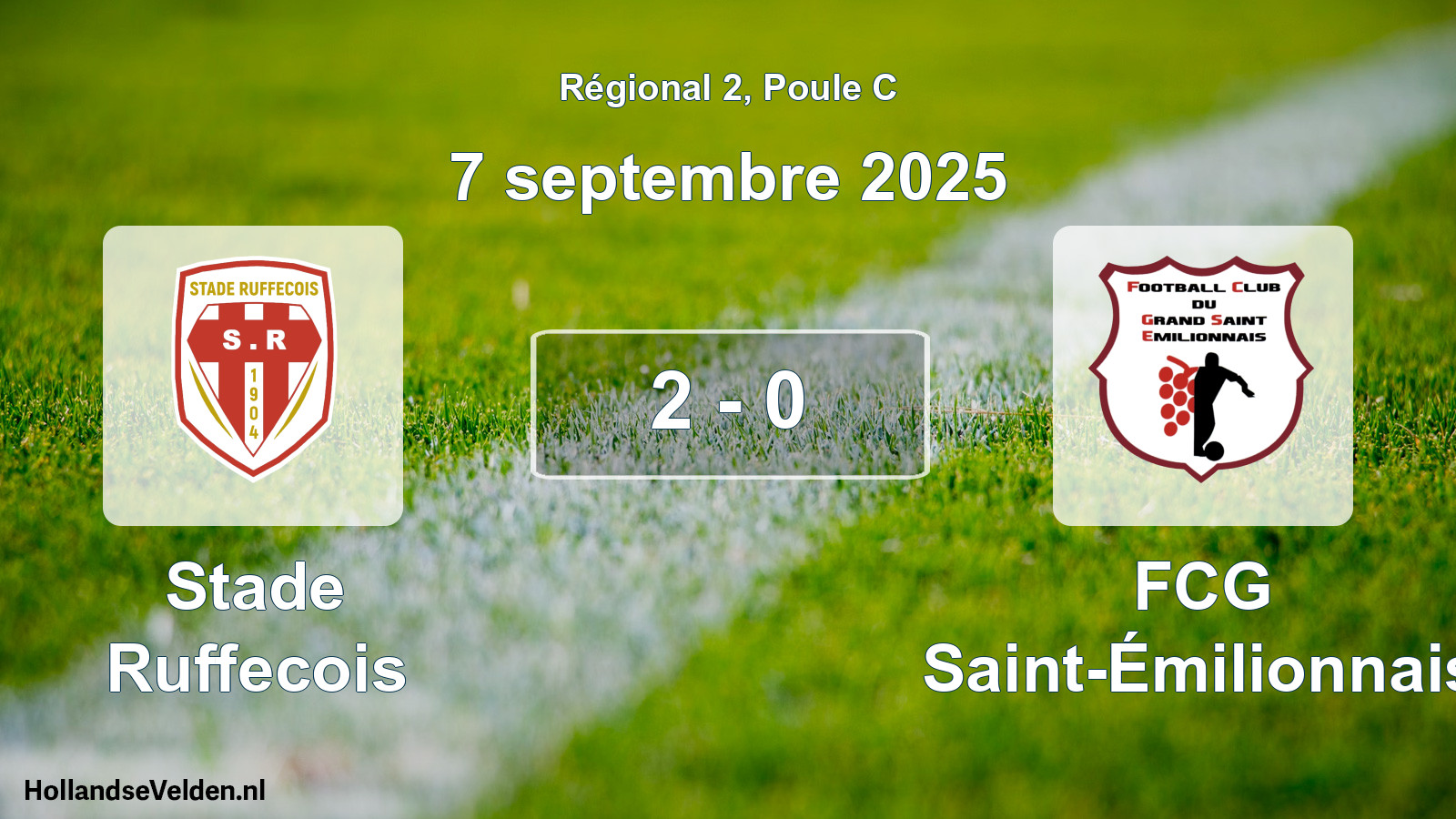 Match joué: Stade Ruffecois - FCG Saint-Émilionnais 2 - 0 (7 septembre 2025)