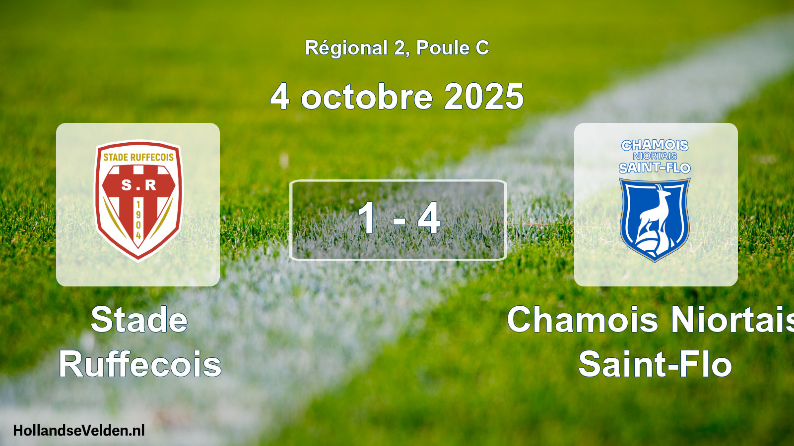 Match joué: Stade Ruffecois - Chamois Niortais Saint-Flo 1 - 4 (4 octobre 2025)