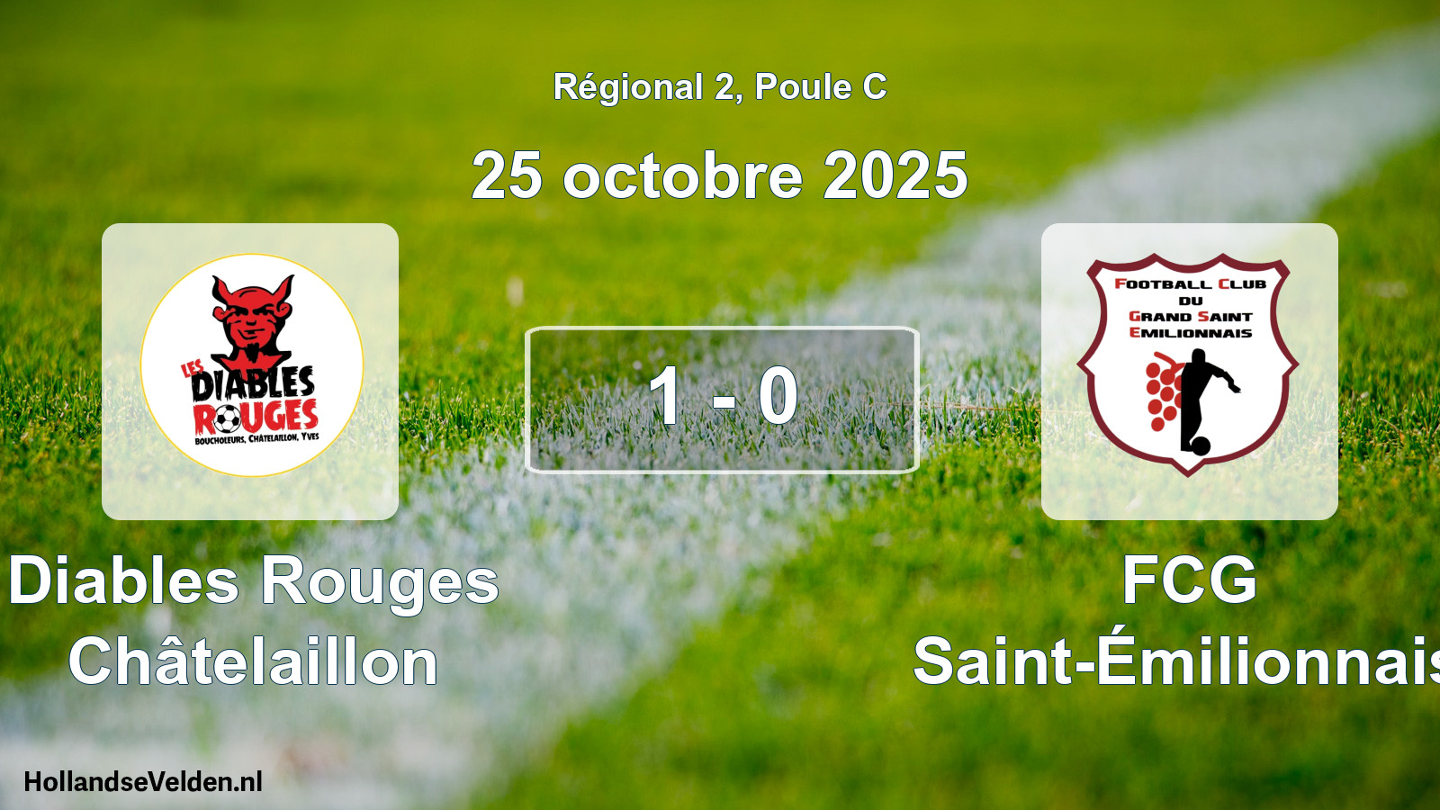 Match joué: Diables Rouges Châtelaillon - FCG Saint-Émilionnais 1 - 0 (25 octobre 2025)