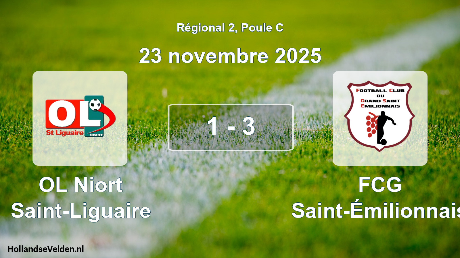 Match joué: OL Niort Saint-Liguaire - FCG Saint-Émilionnais 1 - 3 (23 novembre 2025)