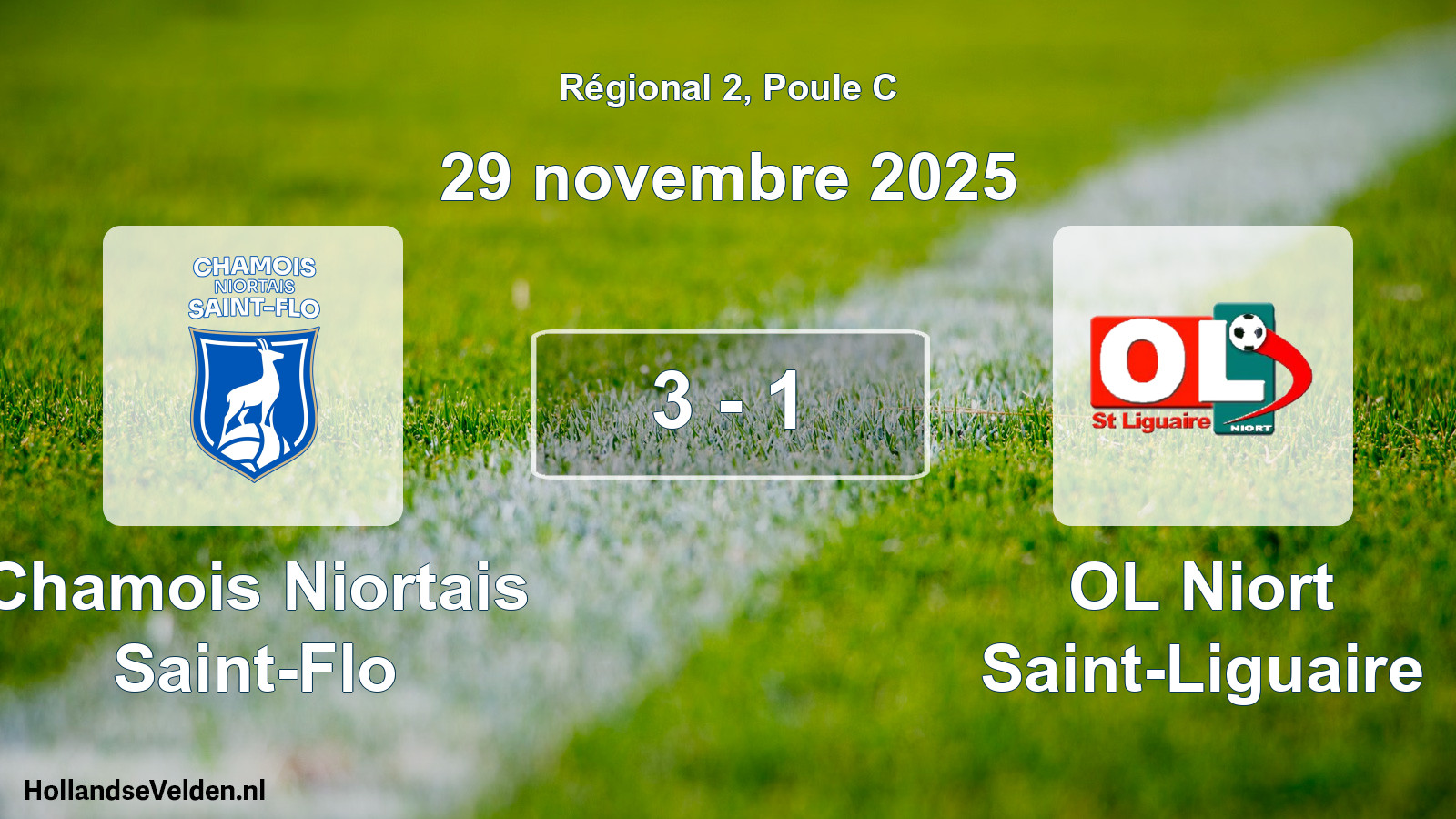 Match joué: Chamois Niortais Saint-Flo - OL Niort Saint-Liguaire 3 - 1 (29 novembre 2025)