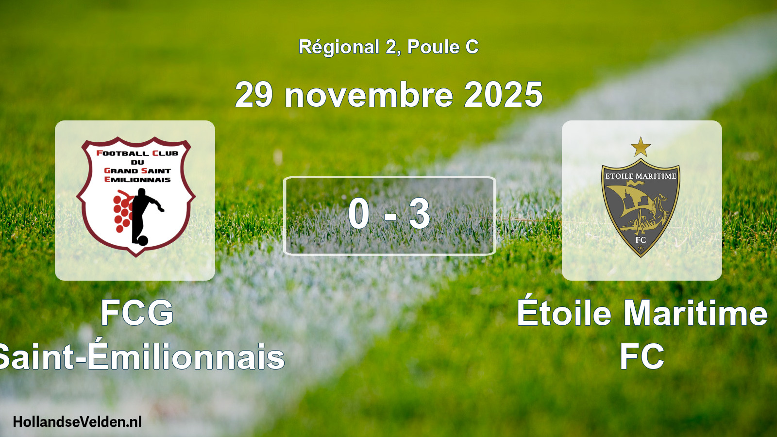 Match joué: FCG Saint-Émilionnais - Étoile Maritime FC 0 - 3 (29 novembre 2025)
