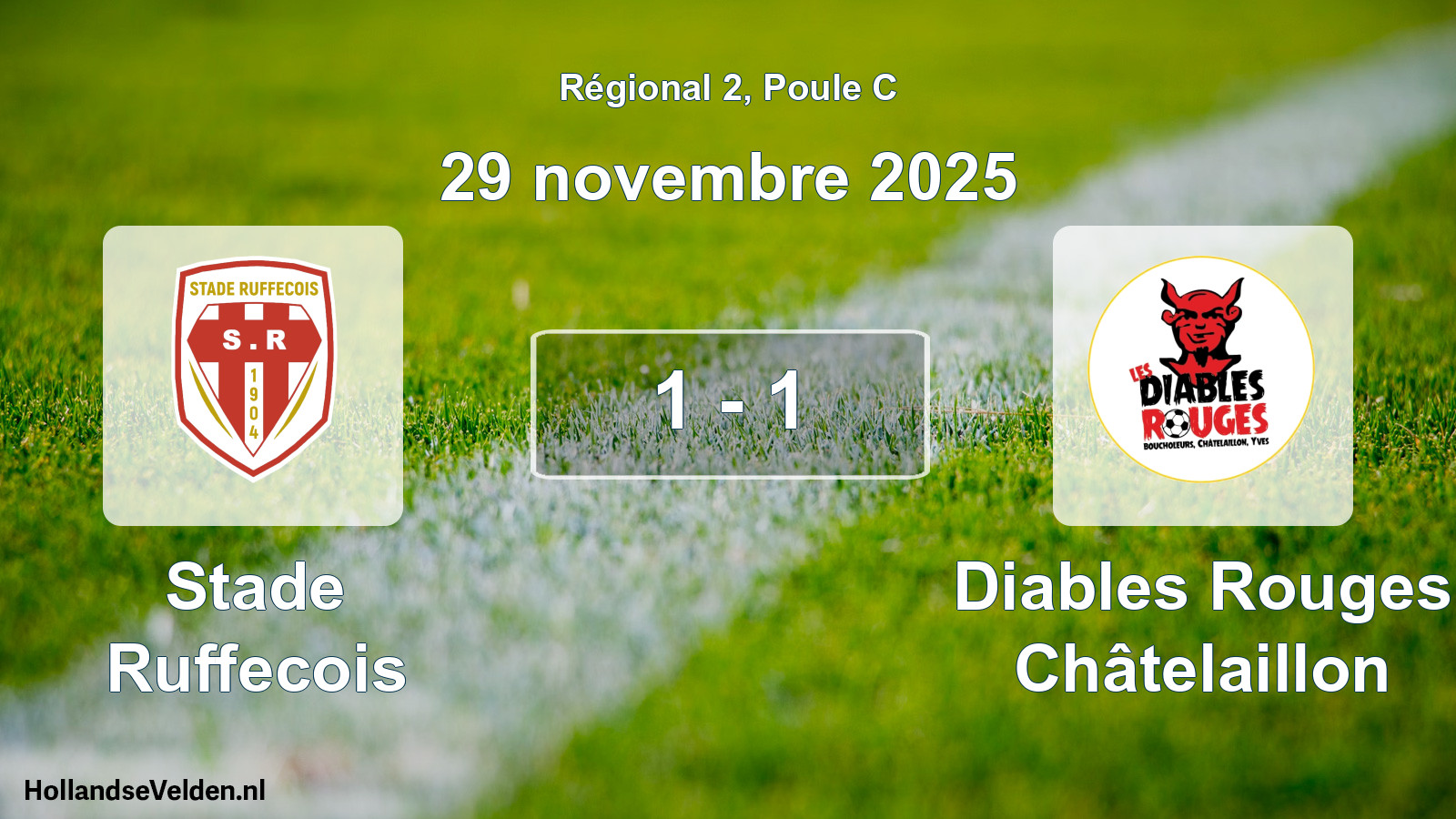 Match joué: Stade Ruffecois - Diables Rouges Châtelaillon 1 - 1 (29 novembre 2025)