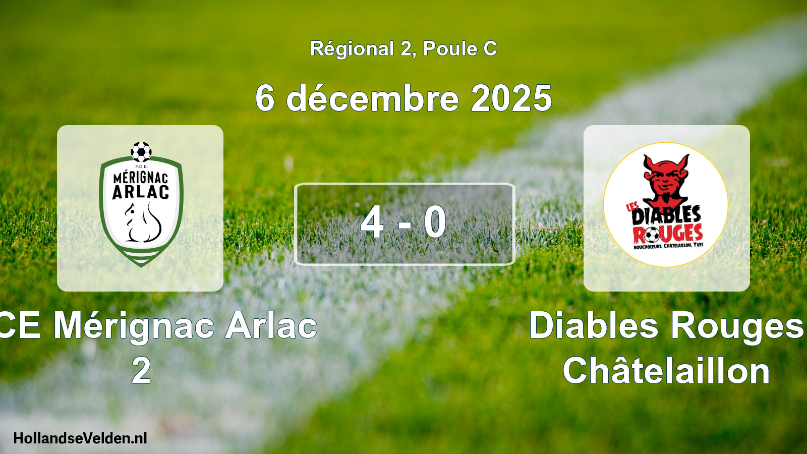 Gespeelde wedstrijd: FCE Mérignac Arlac 2 - Diables Rouges Châtelaillon 4 - 0 (6 december 2025)