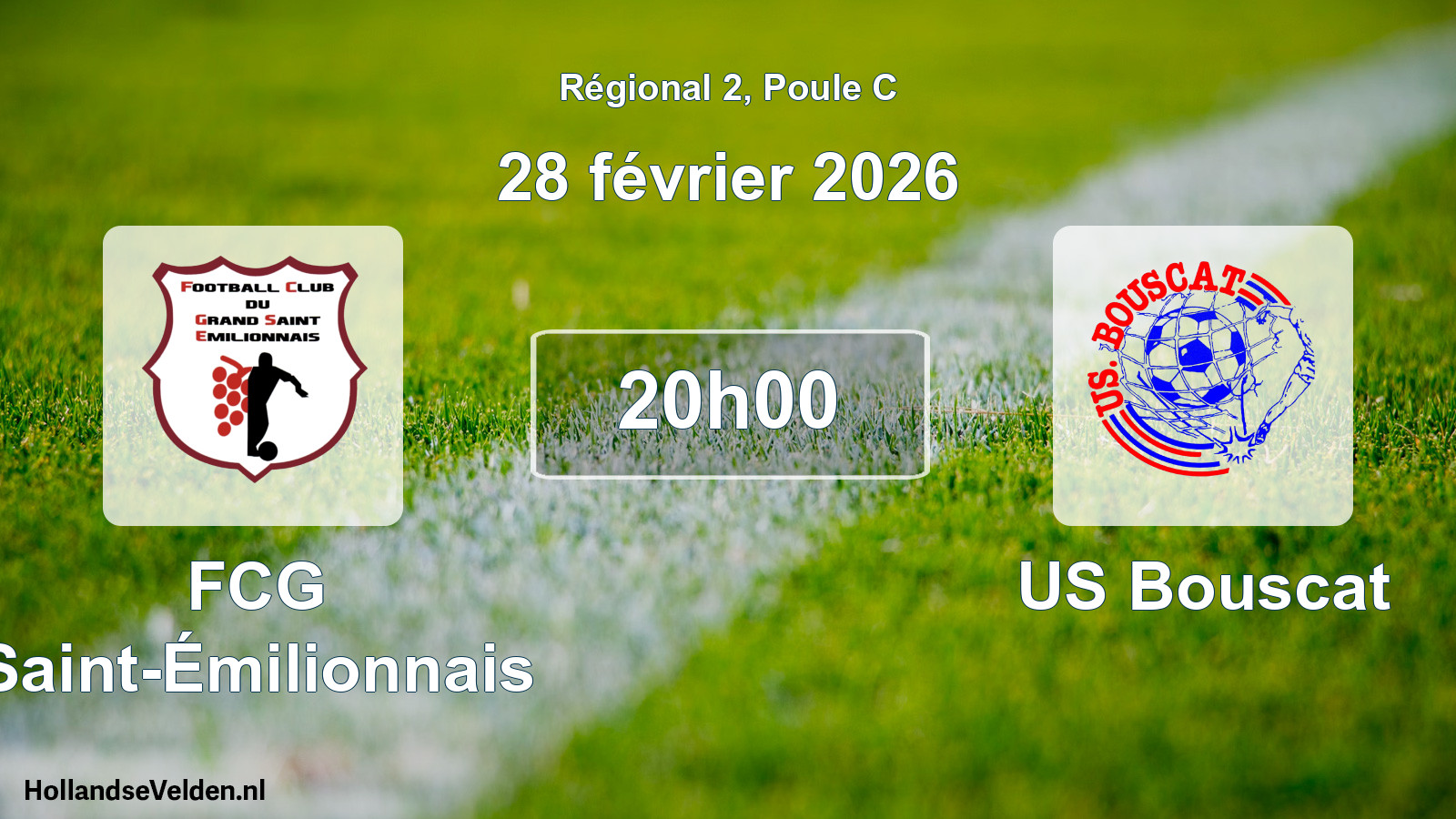 Match programmé: FCG Saint-Émilionnais - US Bouscat (28 février 2026)