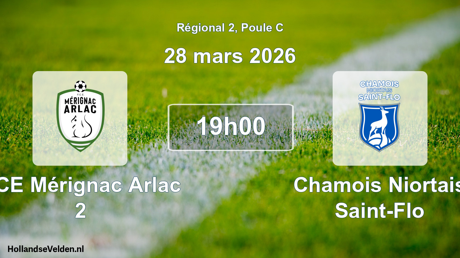 Match programmé: FCE Mérignac Arlac 2 - Chamois Niortais Saint-Flo (28 mars 2026)