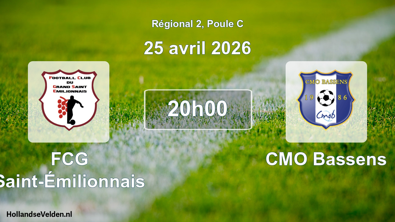 Geplande wedstrijd: FCG Saint-Émilionnais - CMO Bassens (25 april 2026)