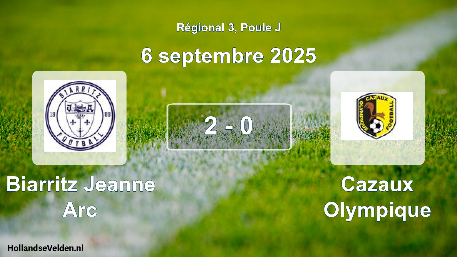 Gespeelde wedstrijd: Biarritz Jeanne Arc - Cazaux Olympique 2 - 0 (6 september 2025)