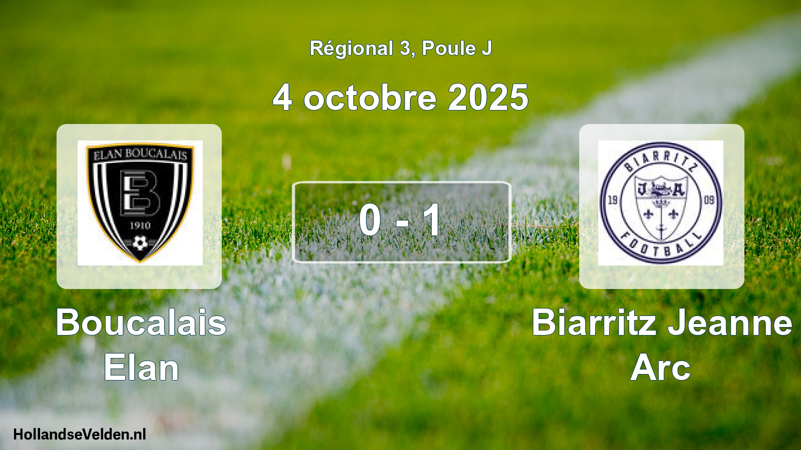Total number of matches played: Boucalais Elan - Biarritz Jeanne Arc 0 - 1 (4 October 2025)