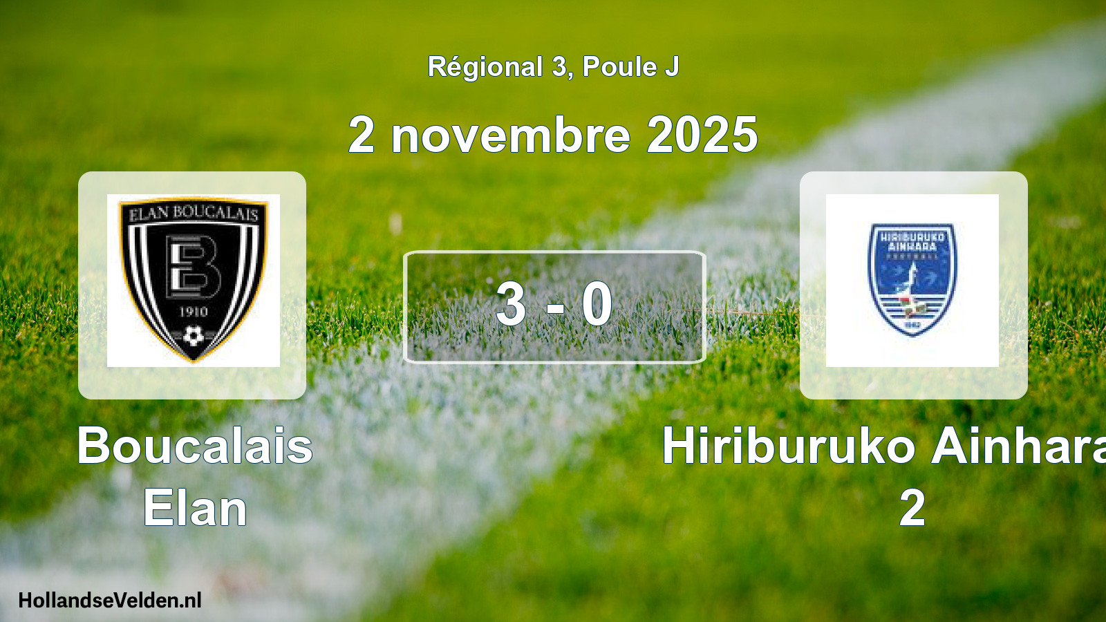 Total number of matches played: Boucalais Elan - Hiriburuko Ainhara S 2 3 - 0 (2 November 2025)