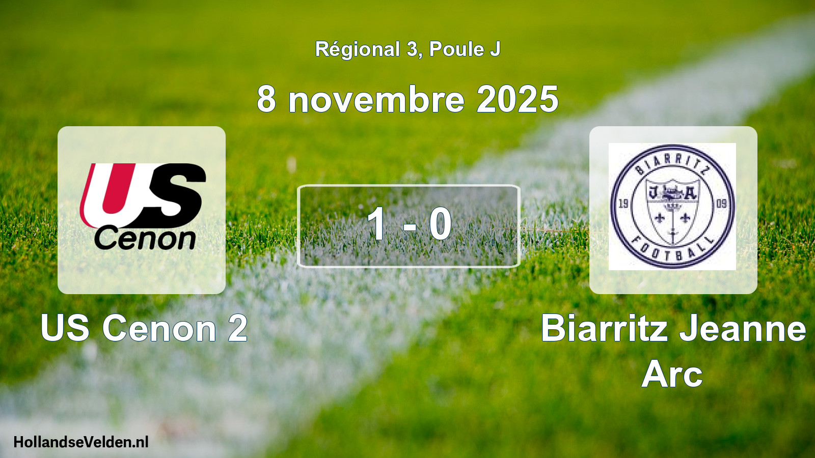 Match joué: US Cenon 2 - Biarritz Jeanne Arc 1 - 0 (8 novembre 2025)