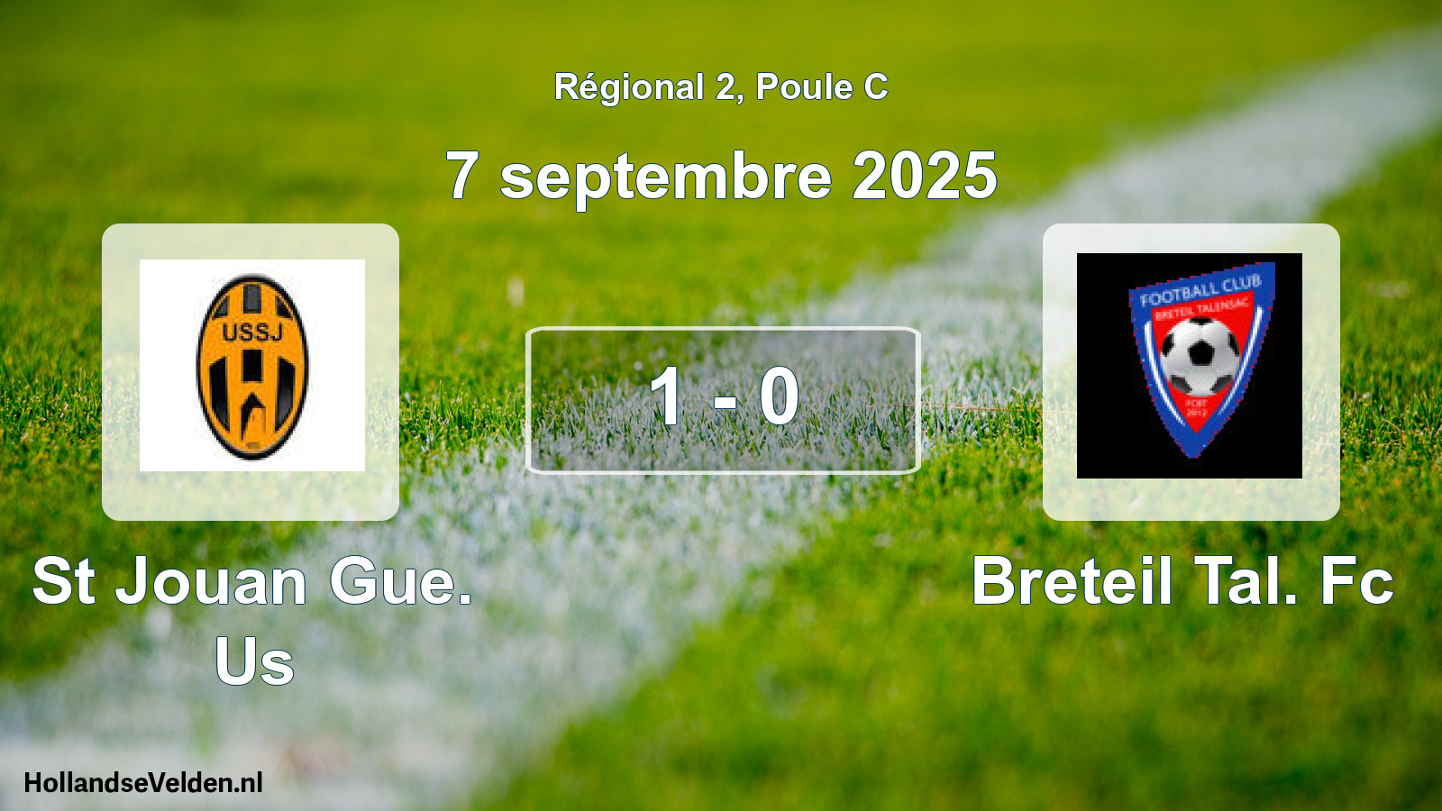 Gespeelde wedstrijd: St Jouan Gue. Us - Breteil Tal. Fc 1 - 0 (7 septembre 2025)