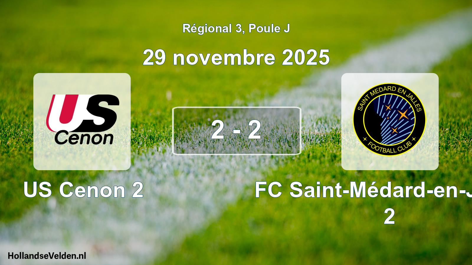 Total number of matches played: US Cenon 2 - FC Saint-Médard-en-Jalles 2 2 - 2 (29 November 2025)