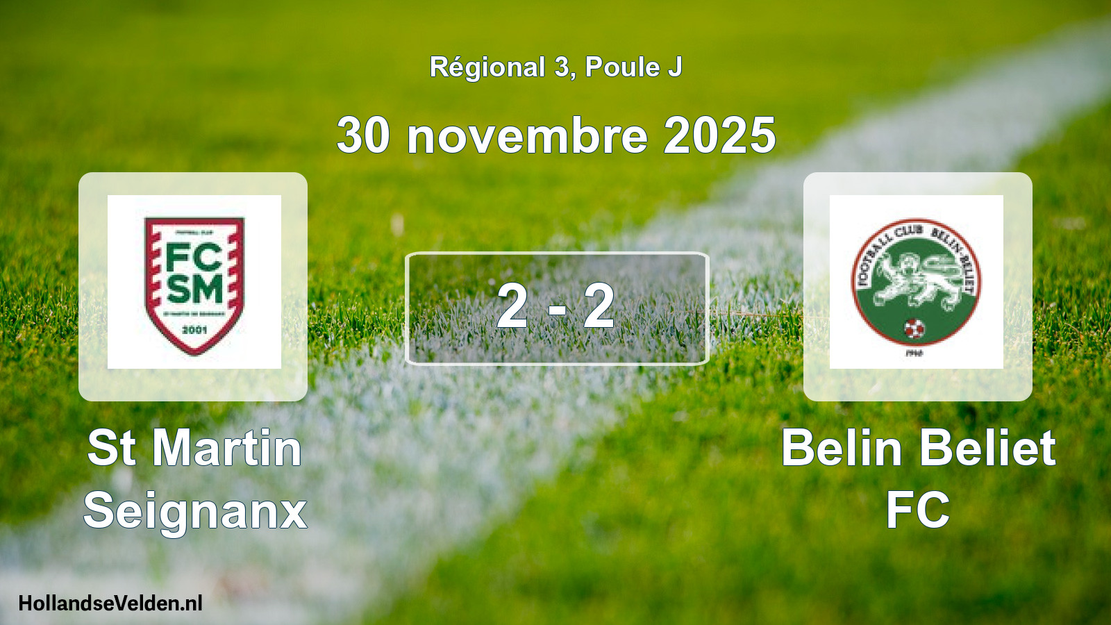 Match joué: St Martin Seignanx - Belin Beliet FC 2 - 2 (30 novembre 2025)