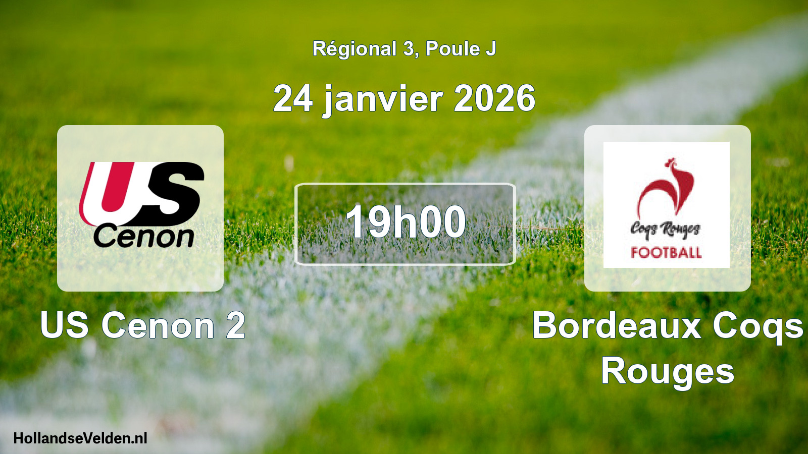 Scheduled Match: US Cenon 2 - Bordeaux Coqs Rouges (24 January 2026)