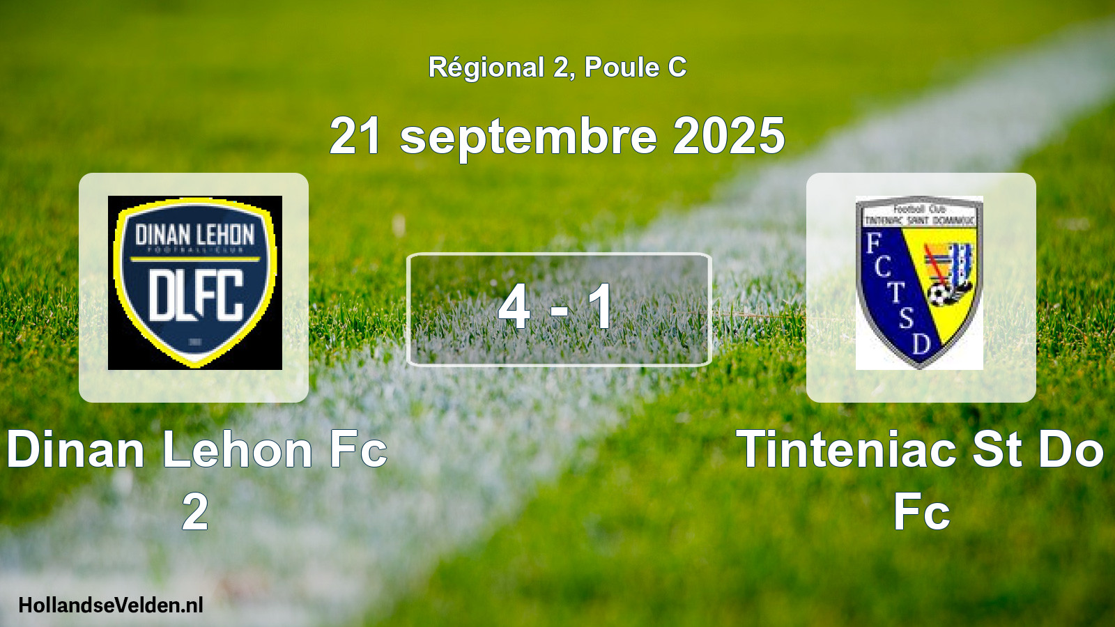 Gespeelde wedstrijd: Dinan Lehon Fc 2 - Tinteniac St Do Fc 4 - 1 (21 septembre 2025)