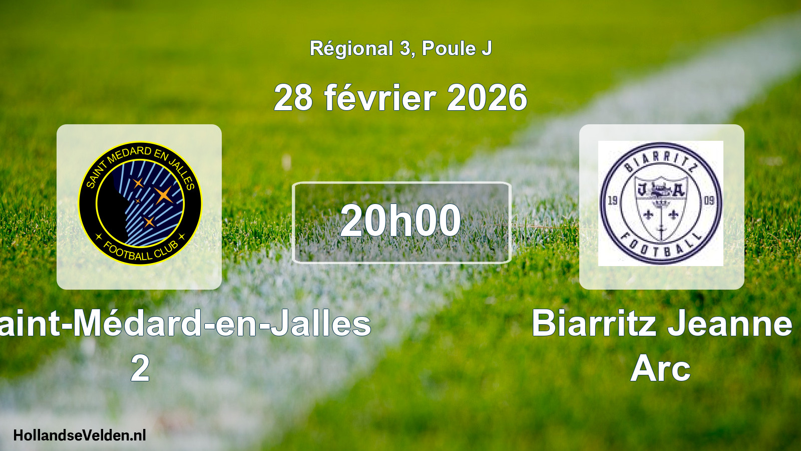 Match programmé: FC Saint-Médard-en-Jalles 2 - Biarritz Jeanne Arc (28 février 2026)