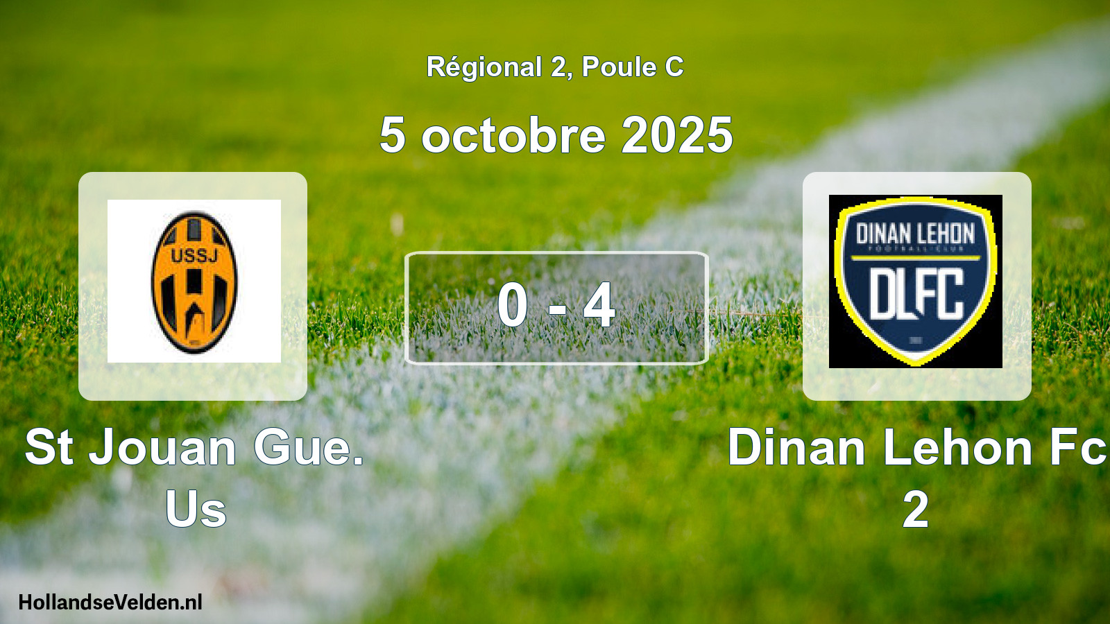 Gespeelde wedstrijd: St Jouan Gue. Us - Dinan Lehon Fc 2 0 - 4 (5 octobre 2025)