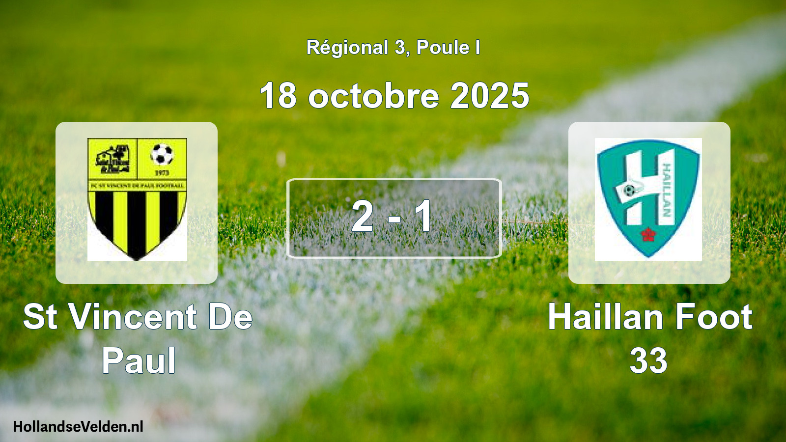 Match joué: St Vincent De Paul - Haillan Foot 33 2 - 1 (18 octobre 2025)