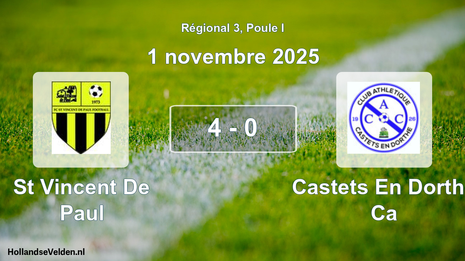 Gespeelde wedstrijd: St Vincent De Paul - Castets En Dorthe Ca 4 - 0 (1 november 2025)