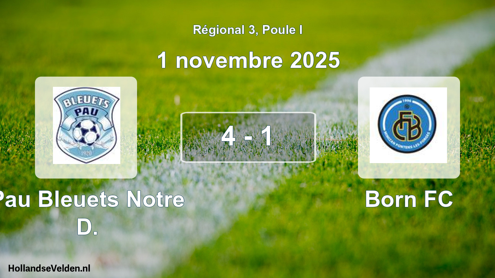 Match joué: Pau Bleuets Notre D. - Born FC 4 - 1 (1 novembre 2025)