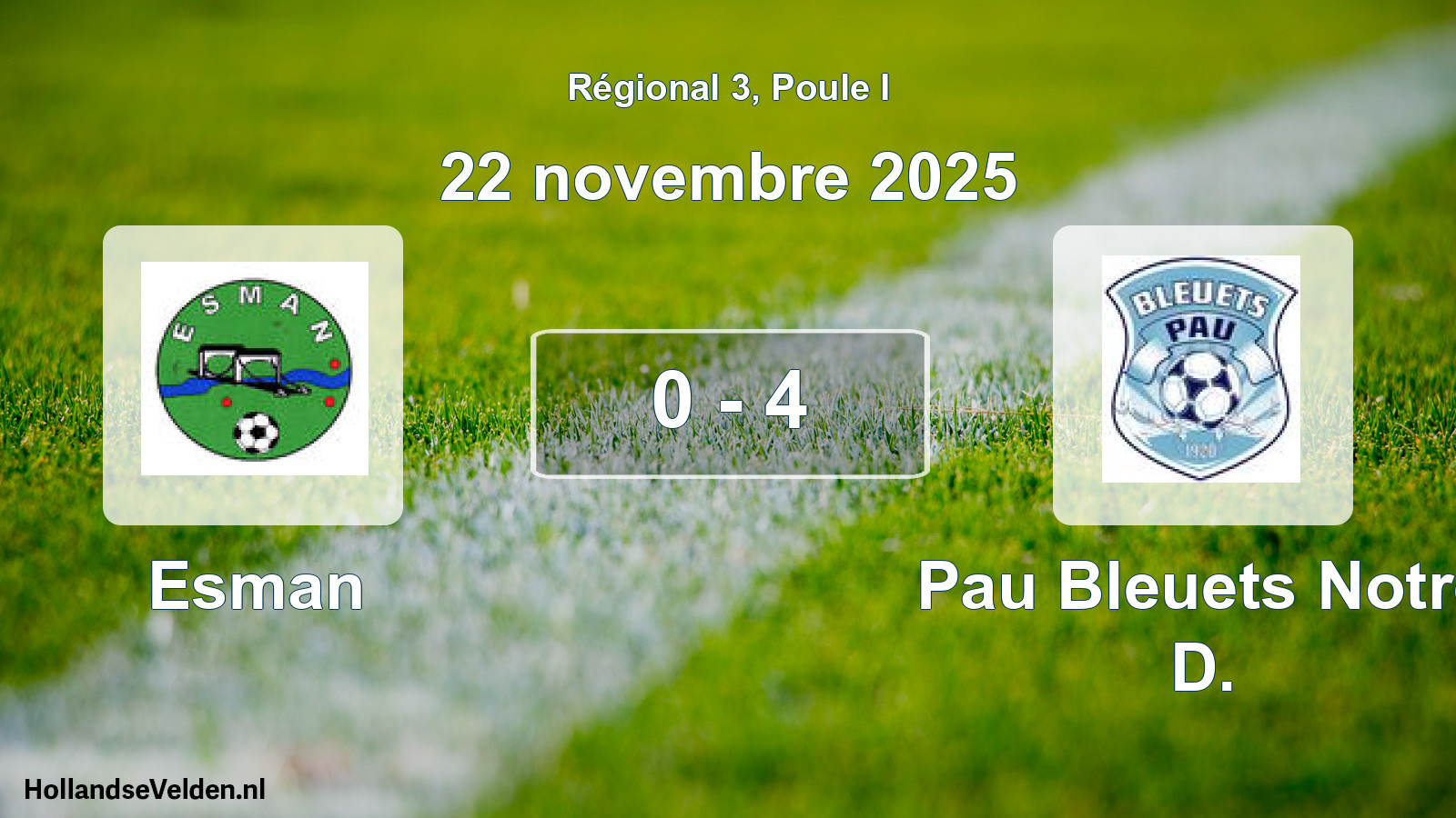 Match joué: Esman - Pau Bleuets Notre D. 0 - 4 (22 novembre 2025)