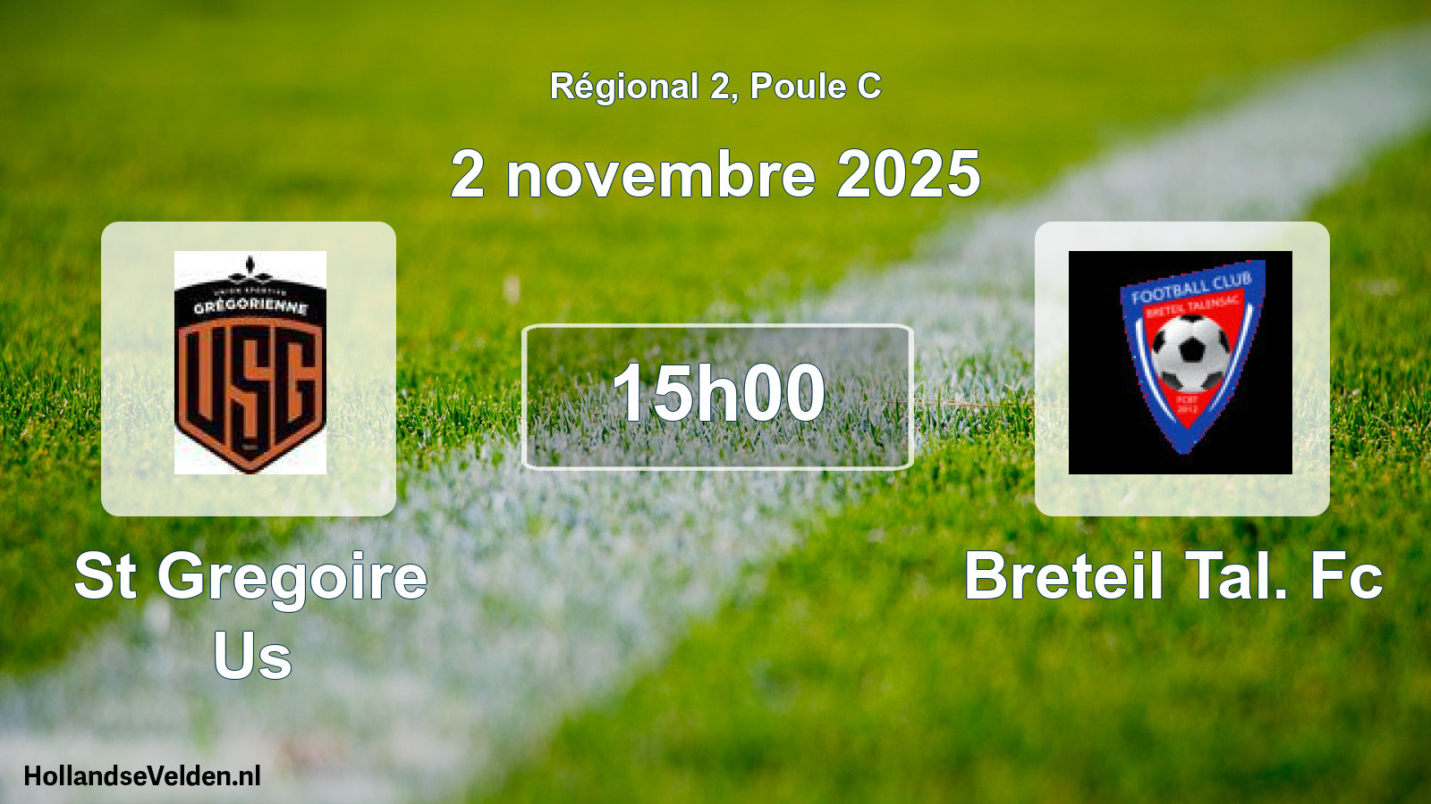 Geplande wedstrijd: St Gregoire Us - Breteil Tal. Fc (2 november 2025)