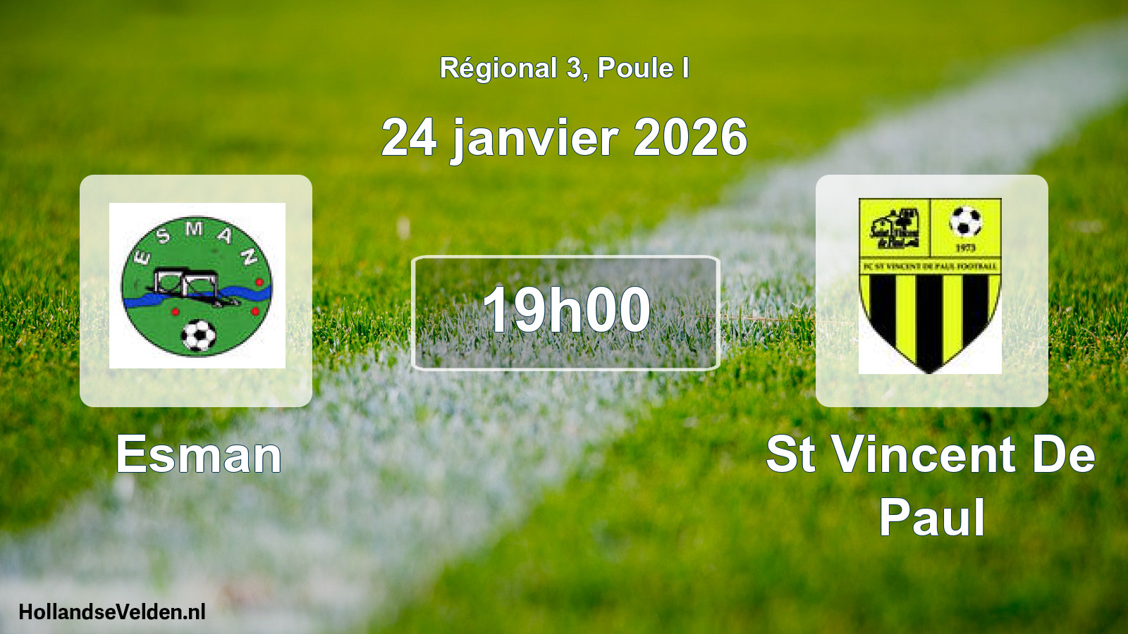 Match programmé: Esman - St Vincent De Paul (24 janvier 2026)