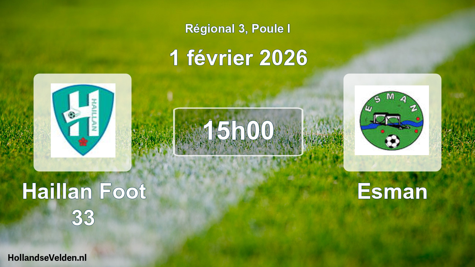Match programmé: Haillan Foot 33 - Esman (1 février 2026)
