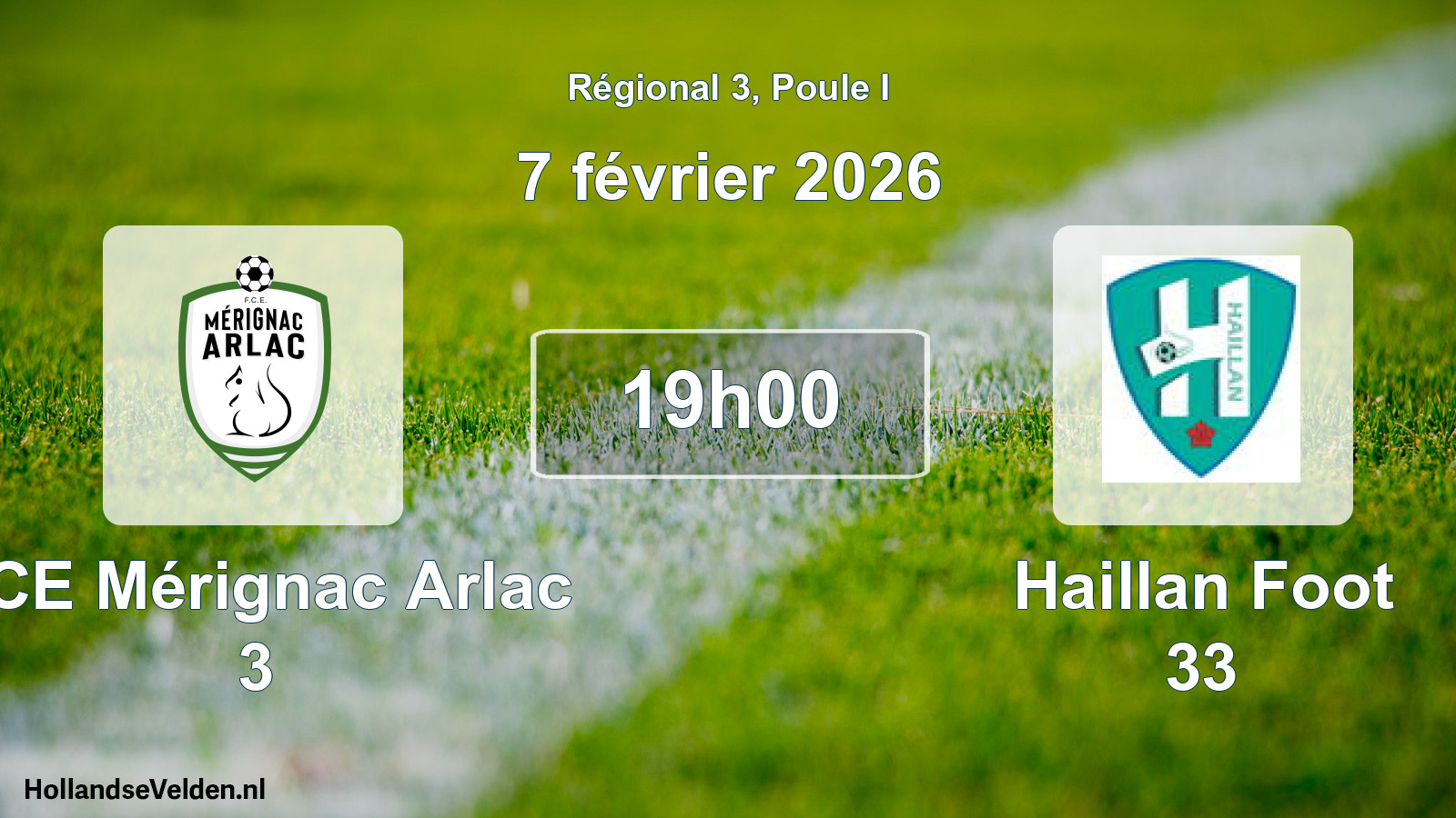 Match programmé: FCE Mérignac Arlac 3 - Haillan Foot 33 (7 février 2026)