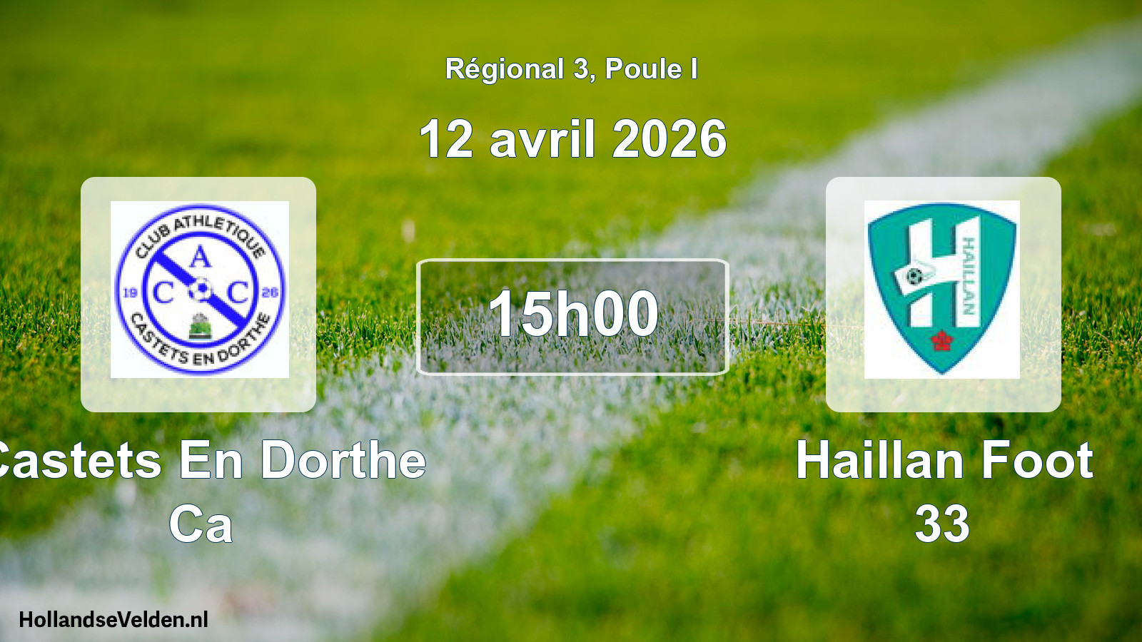 Match programmé: Castets En Dorthe Ca - Haillan Foot 33 (12 avril 2026)