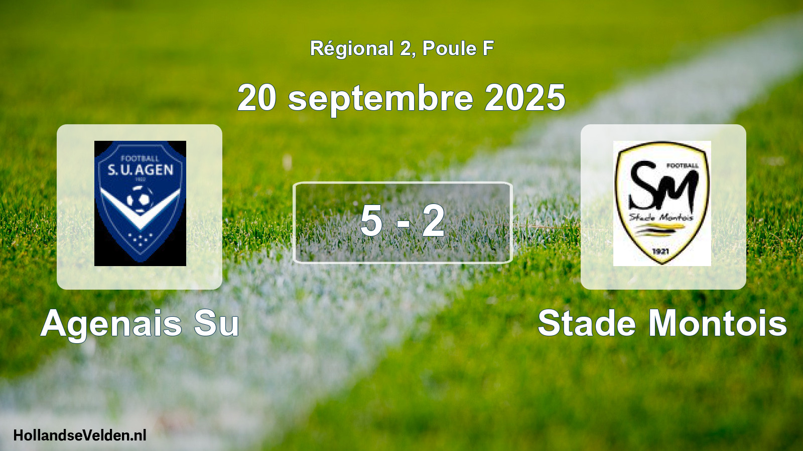 Match joué: Agenais Su - Stade Montois 5 - 2 (20 septembre 2025)