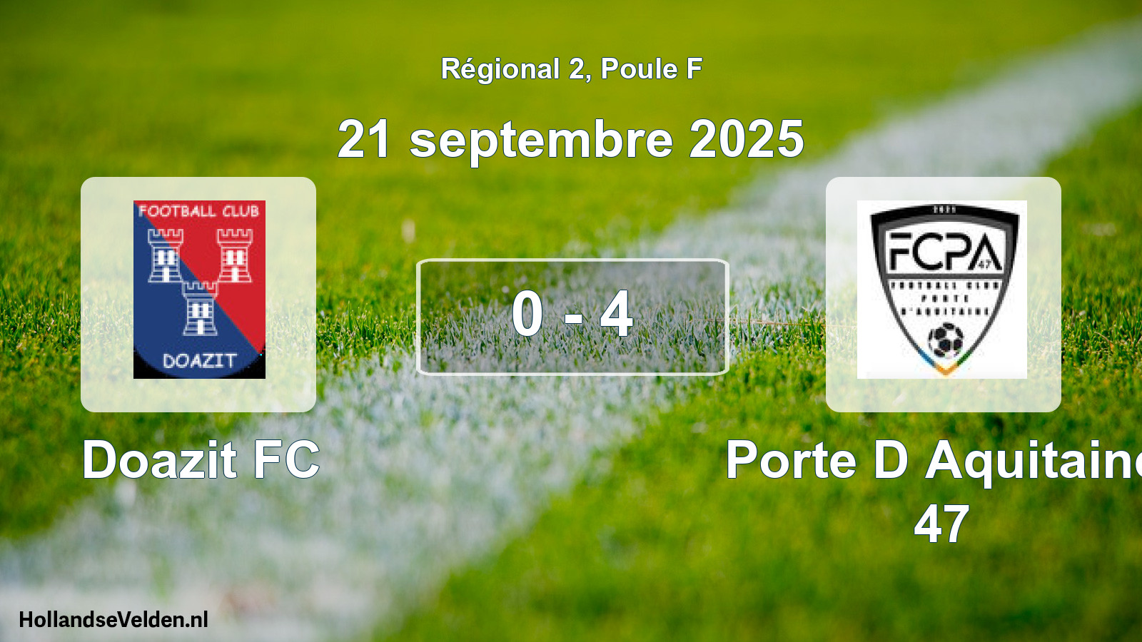 Match joué: Doazit FC - Porte D Aquitaine 47 0 - 4 (21 septembre 2025)