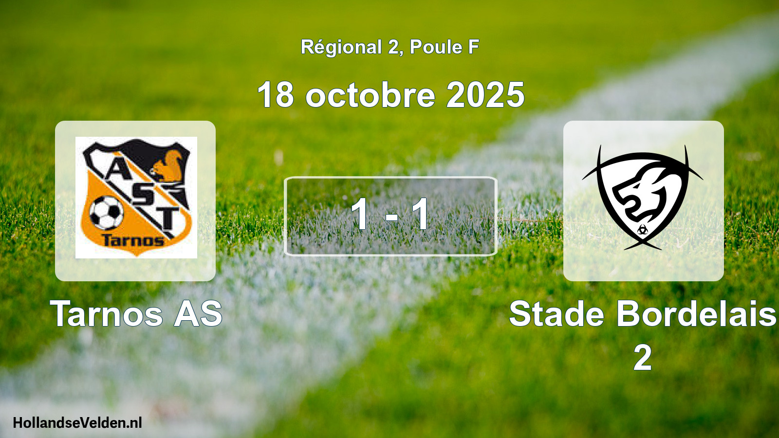Match joué: Tarnos AS - Stade Bordelais 2 1 - 1 (18 octobre 2025)