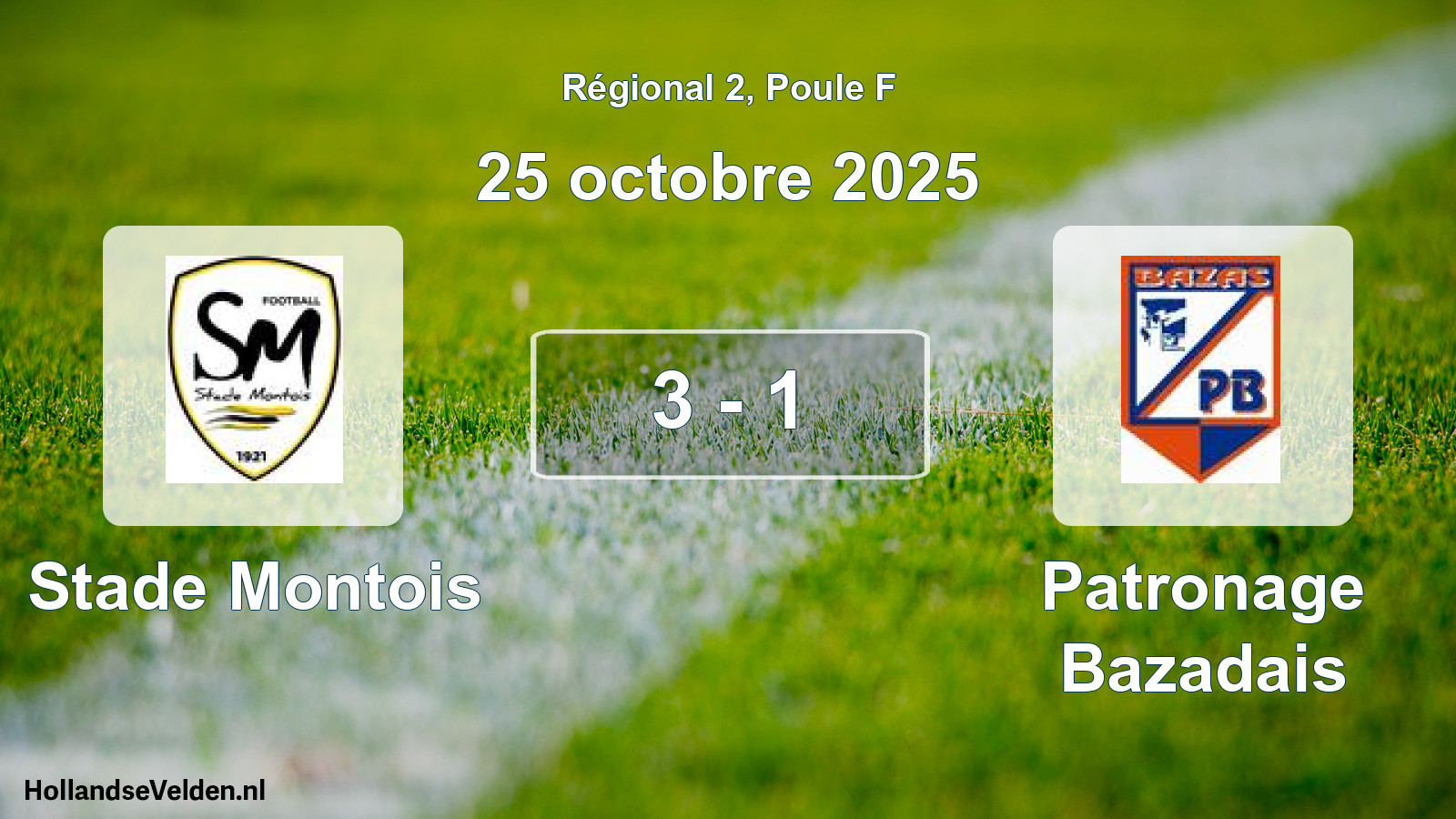 Match joué: Stade Montois - Patronage Bazadais 3 - 1 (25 octobre 2025)