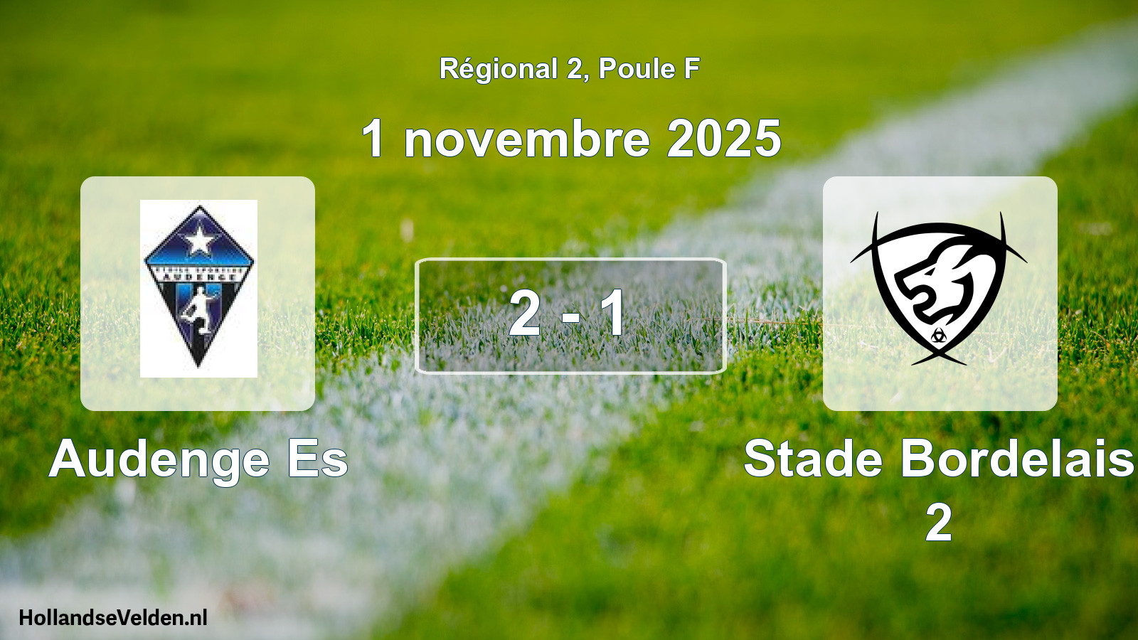 Match joué: Audenge Es - Stade Bordelais 2 2 - 1 (1 novembre 2025)