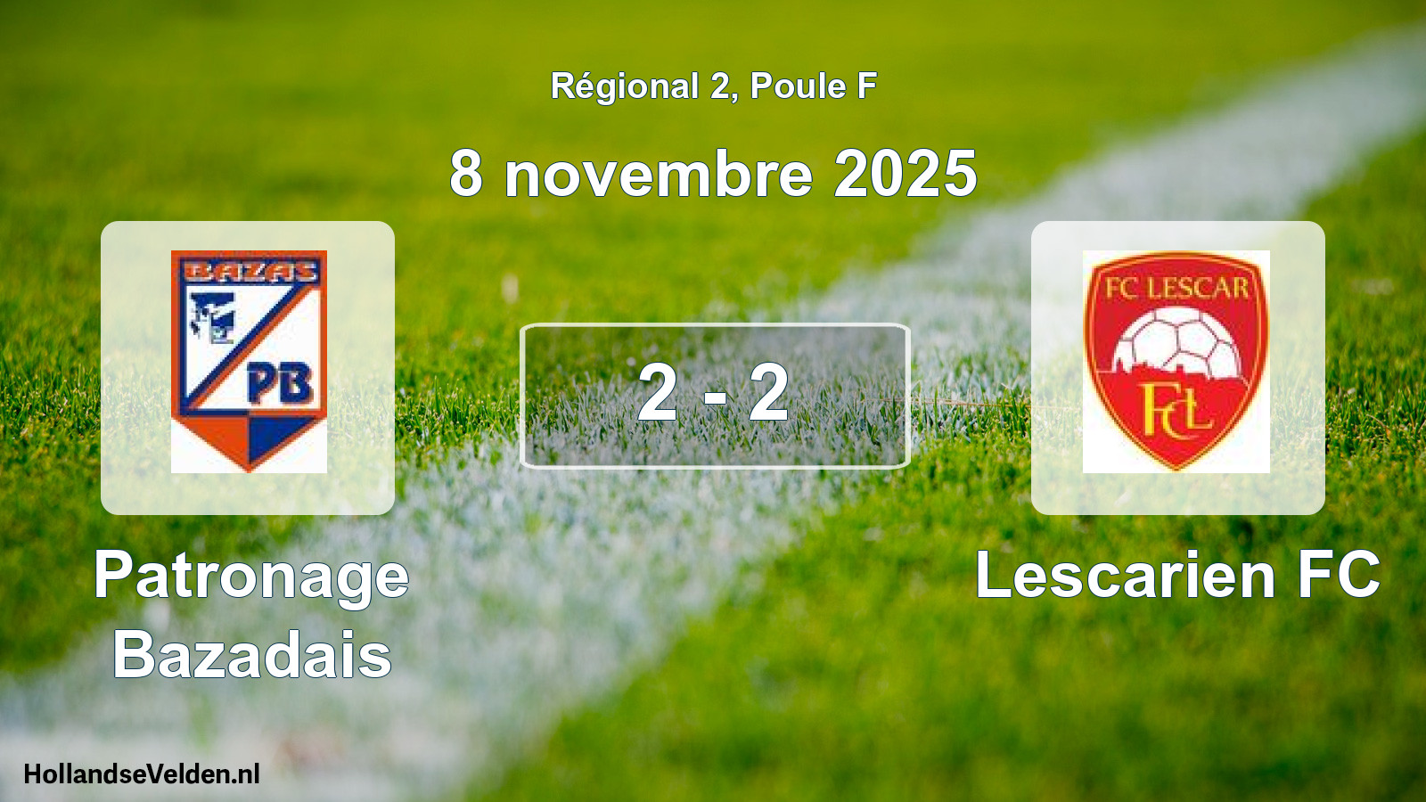 Match joué: Patronage Bazadais - Lescarien FC 2 - 2 (8 novembre 2025)