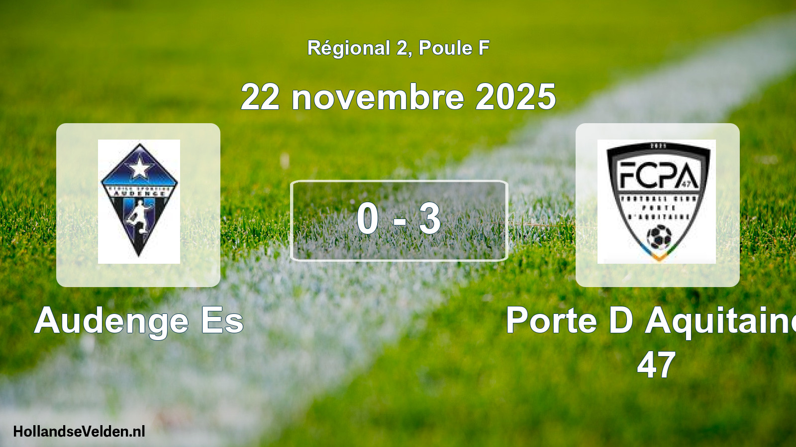 Total number of matches played: Audenge Es - Porte D Aquitaine 47 0 - 3 (22 November 2025)
