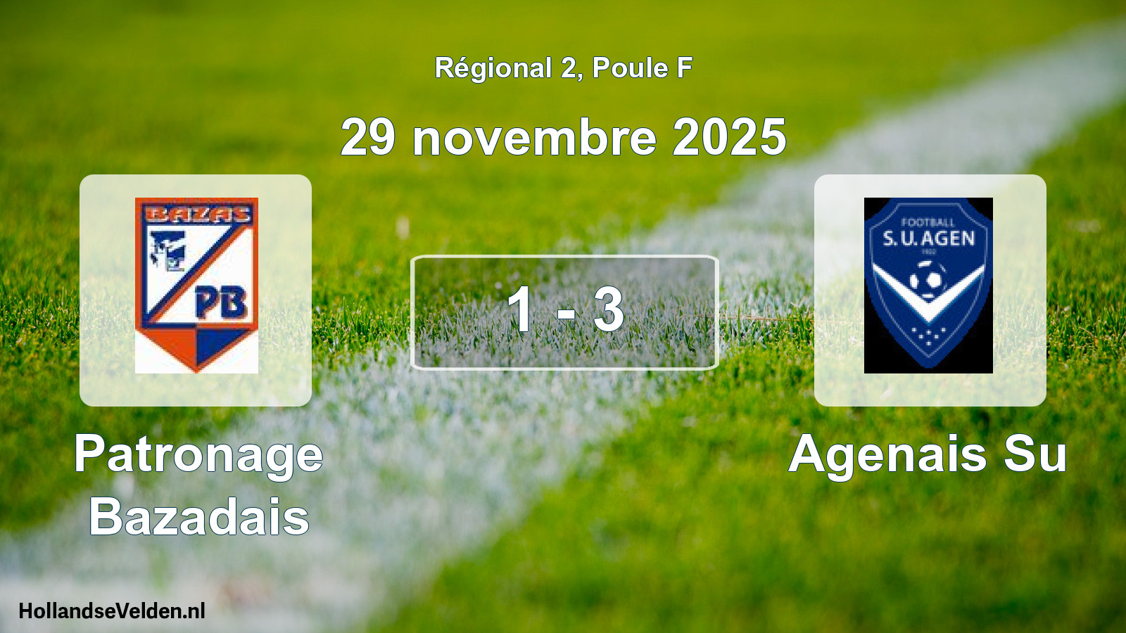 Total number of matches played: Patronage Bazadais - Agenais Su 1 - 3 (29 November 2025)