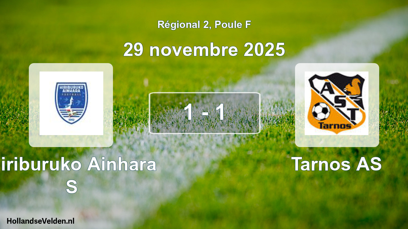 Match joué: Hiriburuko Ainhara S - Tarnos AS 1 - 1 (29 novembre 2025)