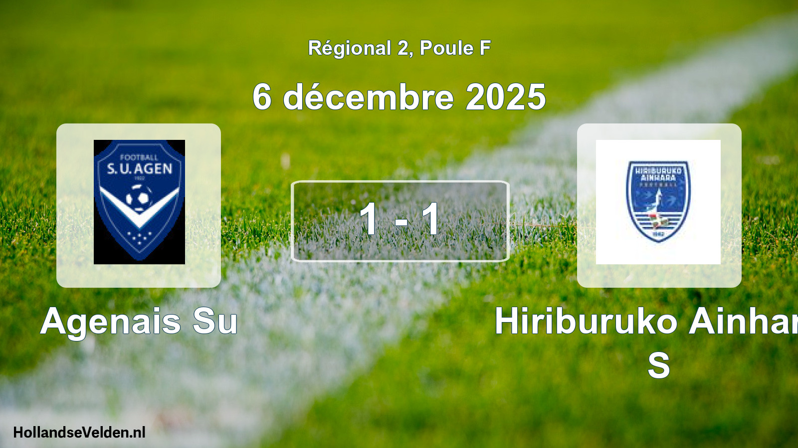 Match joué: Agenais Su - Hiriburuko Ainhara S 1 - 1 (6 décembre 2025)